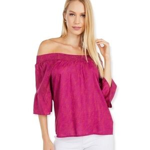 Prana Chryssa Purple Sprinkle Off Shoulder Top XL